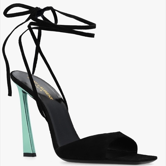 New Saint Laurent Paz Heeled Sandals Size 38 - Picture 1 of 14
